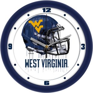 West Virginia Mountaineers Drip Art Helmet Wall Clock